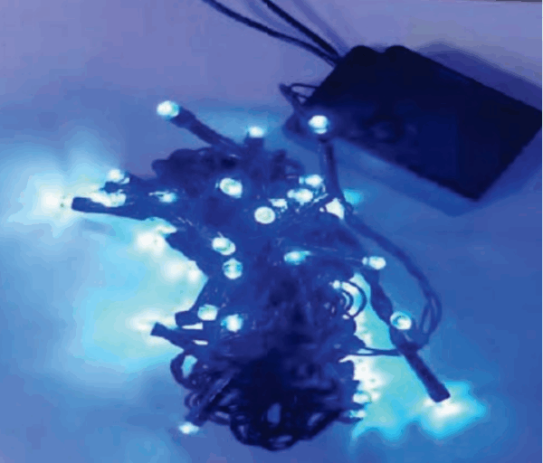 50 LEDs azuis 8f fio verde 5M