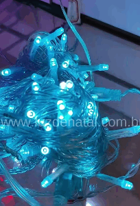 100 LEDs Azul claro fio azul claro Ø1.8mm com 20 strobos  Branco  tom m/mf uso externo  IP44