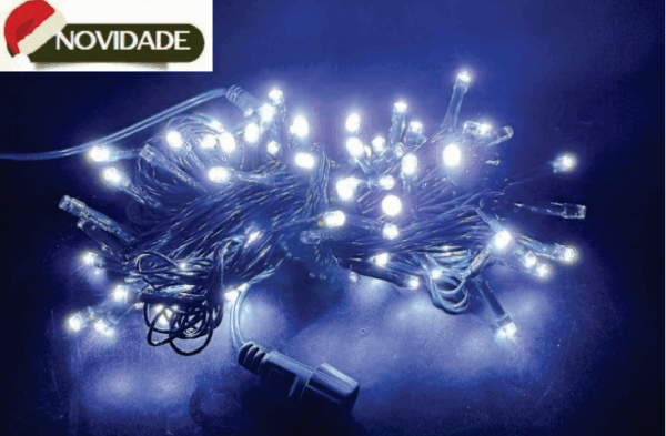 100 LEDs Br. fio verde Ø2.2mm com 20 strobos Br. tom m/mf uso externo IP44
