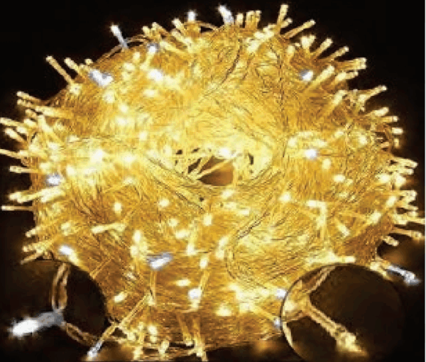 300 LEDs Warm fixo fio transparente  c/45 flash br  tom m/mf IP44