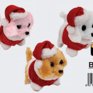 Cachorro musical com gorro noel