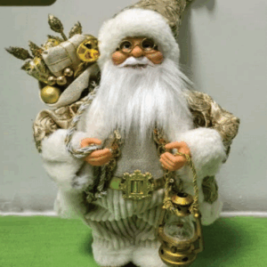 Papai Noel Luxo Dourado c/ lamparina 45cm
