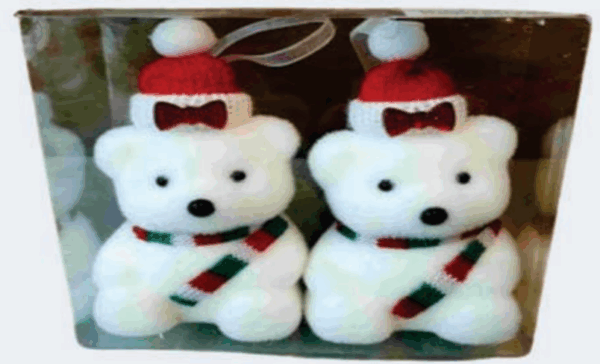 Pingente dupla de ursinhos para árvore de natal