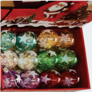 Bolas c/ estrelinha 8cm caixa papelão cores sortidas
