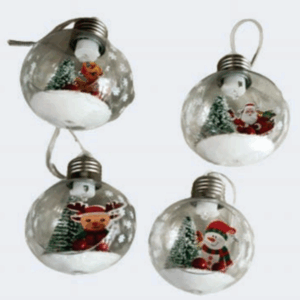 Bolas 8cm figuras Natalinas c/ Neve