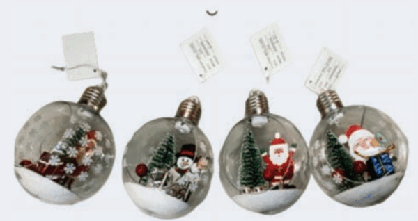 Bolas 10cm figuras Natalinas c/ Neve