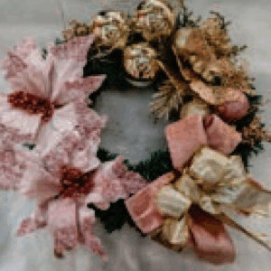 Guirlanda Natalina  rose e dourado 40cm