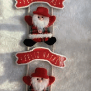 Enfeite de Natal para pendurar com 2 placas feliz natal e 2 papais noeis