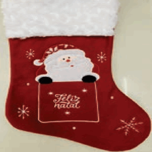Bota de Natal branca e vermeha com papai noel  27*42CM