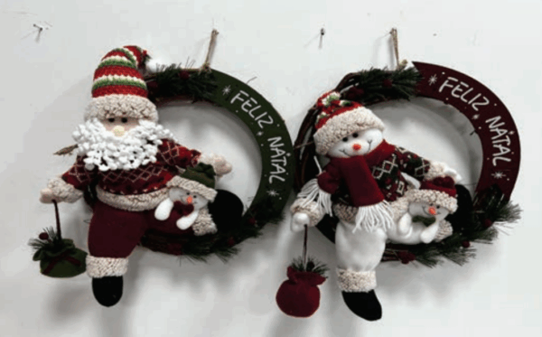 Guirlanda de Sisal Feliz Natal com Boneco φ35cm