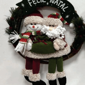 Guirlanda com boneco de neve e papai noel φ35cm
