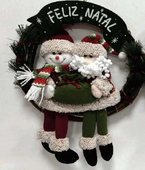 Guirlanda com boneco de neve e papai noel φ35cm