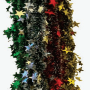 festão 7cm  metalizado c/ estrelas cores sortidas -2m