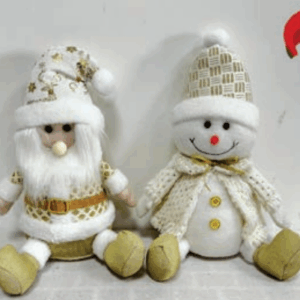 Boneco de Natal dourado sentado 33cm