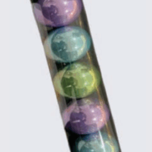 Bola Tubo 6cm peroladas colorida (azul, verde e lilás).
