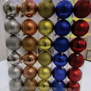 Bola tubo 4cm cores sortidas (fosca,glitter,simples)*12 unidades