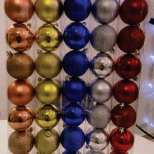 Bola tubo 5cm cores sortidas (fosca,glitter,simples)*12 unidades