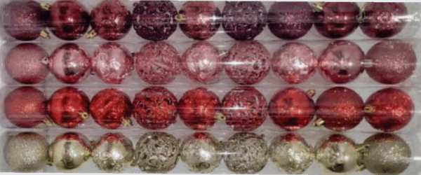 Bola tubo 6cm cores sortidas (vazada,glitter,simples,3d)*9 unidades