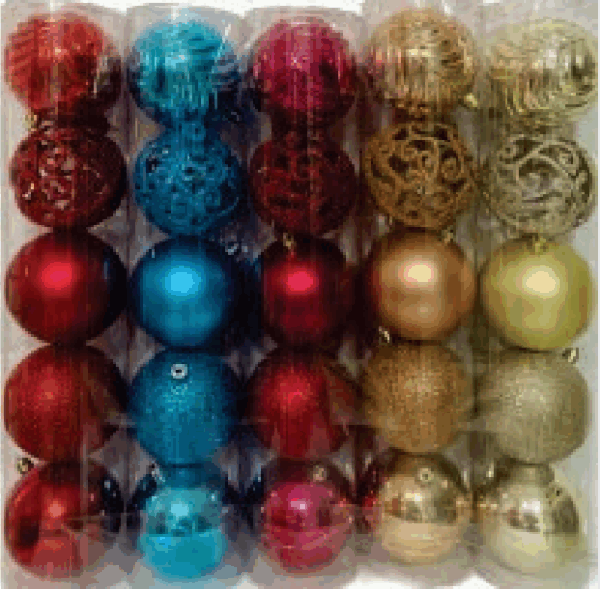 Bola tubo 8cm cores sortidas(vazada,glitter,simples,3d folhagem)* 5 unidades