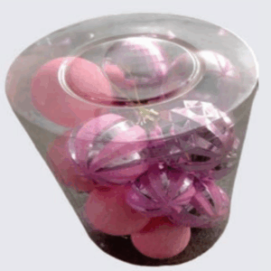 Bolas sortidas 5cm decoradas Rosa.