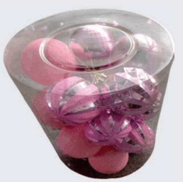 Bolas sortidas 5cm decoradas Rosa.