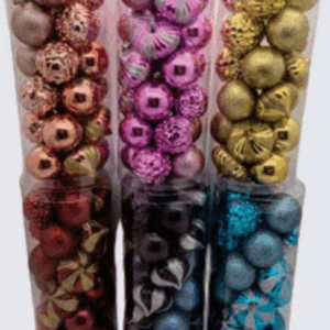 CONJUNTO 24 BOLAS 5CM (ROSÉ, ROSA, DOURADA, VERMELHA, AZUL ESCURO, AZUL CLARO)