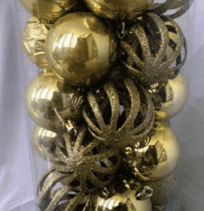 Bolas 6cm dourada embalagem acetato redondo