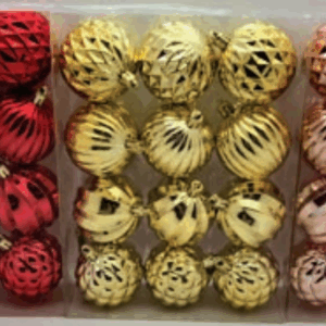 BOLAS 6CM SORTIDA (VERMELHA,DOURADA E ROSÉ)