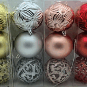 BOLAS 8CM SORTIDAS FOSCAS, FLORES E VAZADAS(DOURADA,PRATA,VERMELHA E ROSÉ)