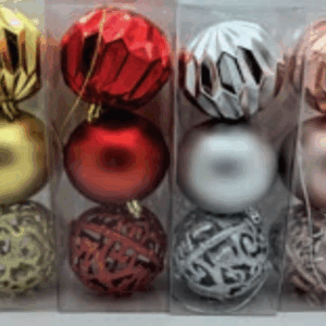 BOLAS 8CM SORTIDAS FOSCAS, DIAMANTES E VAZADAS(DOURADA,PRATA,VERMELHA E ROSÉ)