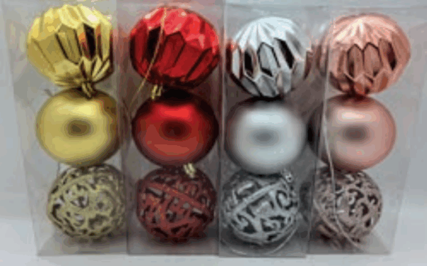 BOLAS 8CM SORTIDAS FOSCAS, DIAMANTES E VAZADAS(DOURADA,PRATA,VERMELHA E ROSÉ)