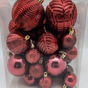 CONJUNTO 36 BOLAS VINHO TAMANHOS SORTIDOS (8CM/6 +4CM/15 +6CM/15)