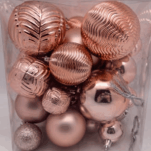 CONJUNTO 36 BOLAS ROSÉ TAMANHOS SORTIDOS (8CM/6 +4CM/15 +6CM/15)