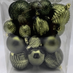 CONJUNTO 36 BOLAS VERDE ESCURO TAMANHOS SORTIDOS (8CM/6 +4CM/15 +6CM/15)