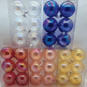 BOLAS 6CM TRANSLÚCIDAS SORTIDAS (PRATA, AZUL, VERMELHA, ROSA E AMARELA)