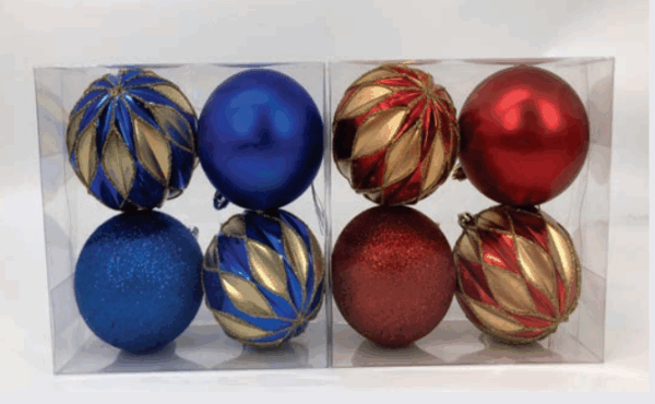 KIT 4 BOLAS  8cm FOSCA/GLITTER/ESPECIAL