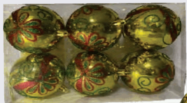 Bola de Natal Dourada decorada 8cm 6*24