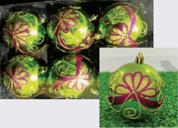 Bola de Natal Verde decorada 8cm 6*24