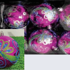 Bola de Natal Rosa decorada 8cm 6*24