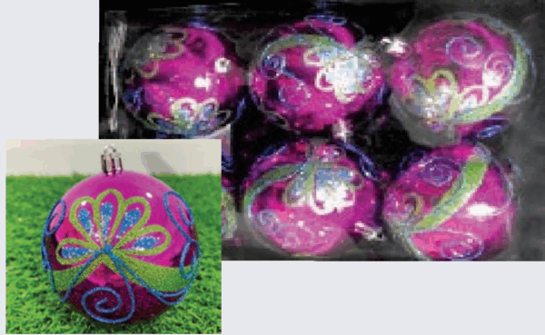Bola de Natal Rosa decorada 8cm 6*24