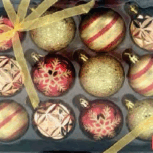 Kit bolas 6cm c/12 peças luxo decoradas