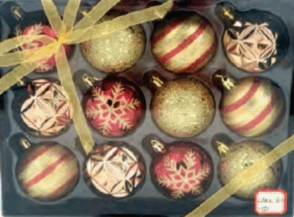 Kit bolas 6cm c/12 peças luxo decoradas